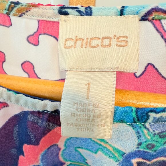 πππ Chicoβs Multicolor Floral Patchwork Blouse | Size 1 (M/L) - Picture 3 of 15